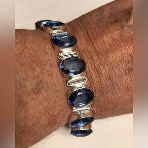 Tanzanite Stamped 925 Sterling Silver Bracelet